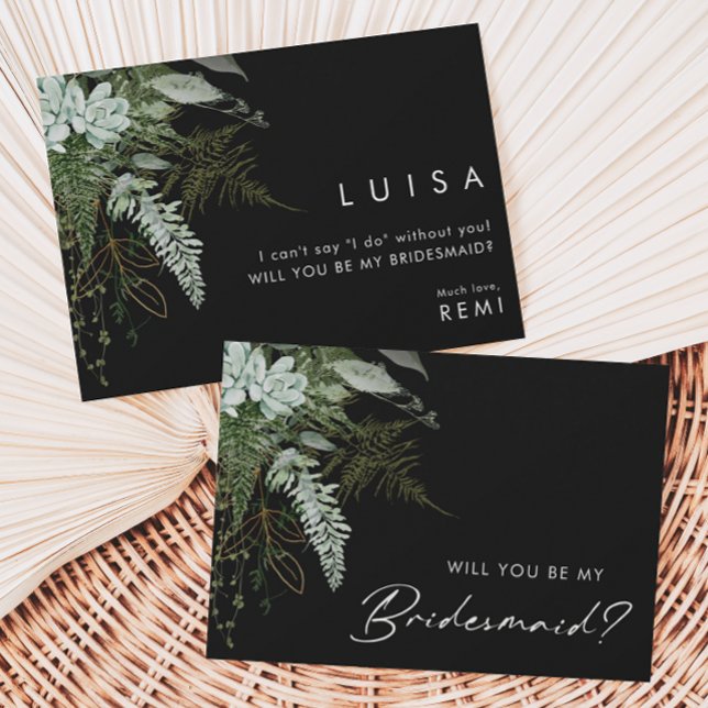 Grey och Guld Black | Bridesmaid Frieri Card Inbjudningar (Skapare uppladdad)