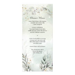 Grey och Guld Bröllop Menu Reklamkort