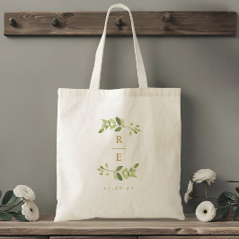 Grey och Guld Bröllop Monogram Tygkasse