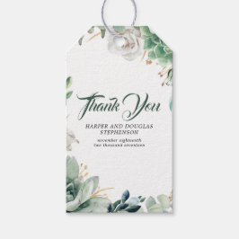 Grey och Guld Elegant Botaniska Bröllop Presentetikett