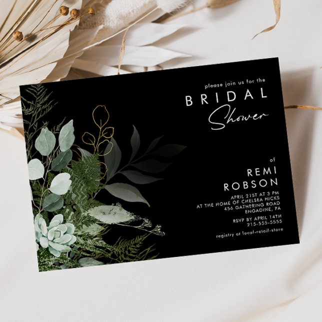 Grey och Guld Löv Black | MÖHIPPA Inbjudningar (Skapare uppladdad)
