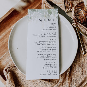 Grey och Guld Löv Bröllop Dinner Menu Meny