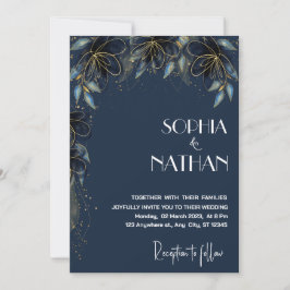 Grey och Guld Löv | MÖRK BRÖLLOP Inbjudningar