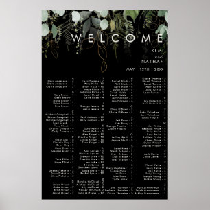 Grey och Guld Löv   Svart alfabetisk Poster