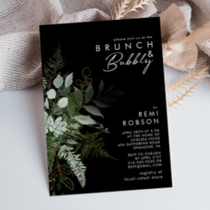 Grey och Guld Löv   Svart Brunch och Bubly Inbjudningar
