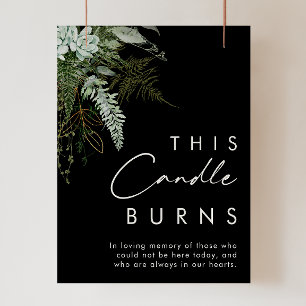 Grey och Guld Löv Svart ljusbrinnande ljus Poster