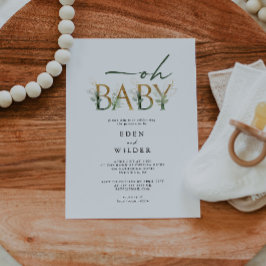 Grey och Guld Oh Baby! Inbjudan till babyvisningsp