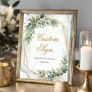 Grey och guld skapar ditt eget Anpassningsbar-teck Poster