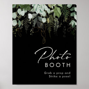 Grey och Guld Svart fotobooth-tecken Poster
