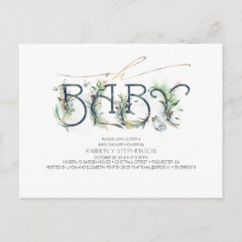 Grey och Guld Typography Modern Baby Shower Inbjudan Vykort