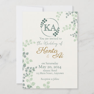 Grey och Monogram Bröllop Inbjudningar