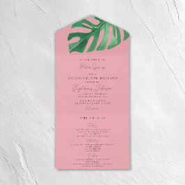 Grey och Rosa Tropical Monstera Bachelorette
