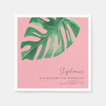 Grey och Rosa Tropical Monstera Bachelorette