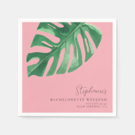 Grey och Rosa Tropical Monstera Bachelorette Pappersservett