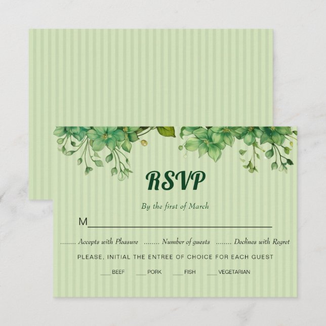 Grey och stripe mönster vår bröllop OSA kort (Fram/baksida)