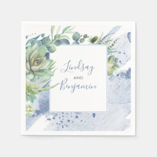 Grey och Succulents Dusty Blue Elegant Pappersservett