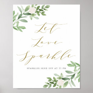 Grey och White Blommigt: Låt Kärlek Gnistra Bröllo Poster