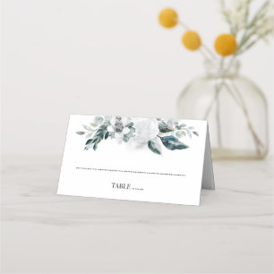 Grey och White Flowers Bröllop Placeringskort