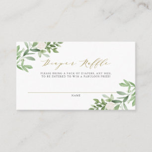 Grey och White Flowers Diaper Raffle Game Card Visitkort