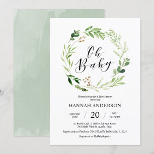 Grey Oh Baby Shower Modern skrift Inbjudningar