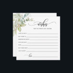 Grey, Önskemål för Bride och Groom/Bride Rådkort<br><div class="desc">Elegant bröllop-rådgivningskort, med mycket gigantisk detaljrikedom och modernt handskrivet calligraphy inslag. Bröllop och Möhippa önskemål-kort eftersom du kan ändra meddelandet "Önskemål för bruden och brudgummen" till "Önskemål för bruden eller bruden att bli" med hjälp av textrutan. Vattenfärgad grön i en vacker blandning av grönt, blått, beige och gult än nyanser....</div>