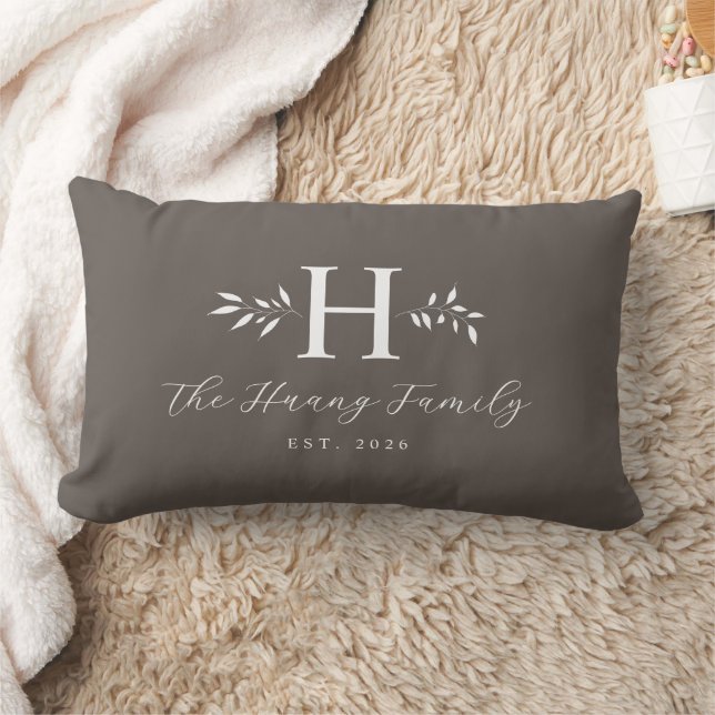 Grey Personalized Family Name Monogram Pillow Lumbarkudde (Filt)