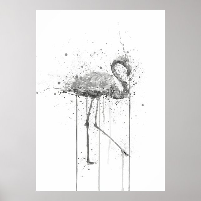 Grey Pink Flamingo Poster (Framsidan)