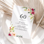 Grey Rosa  Blommigt 60:e Födelsedagsfesten Inbjudningar<br><div class="desc">Denna gröna rosa  blommigt 60:e födelsedagsfest inbjudan är perfekt för en enkel födelsedagsfest. Utformningen av handmålade färger illustrerar vackra rosa-,  - och gulter med gröntens bladverk.</div>