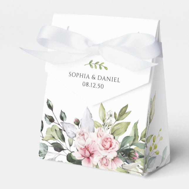Grey  Rosa Wedor Favor Box Presentaskar (Framsidan Sidan)