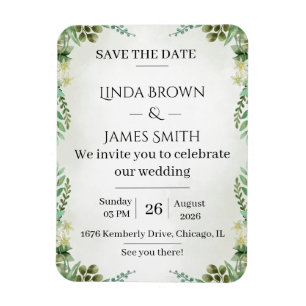 Grey Save the Date bröllopsinbjudan - Elegan Magnet