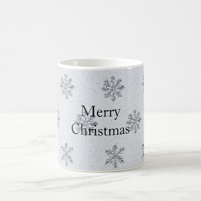 Grey Silver Snowflakes Christmas Kaffemugg (Center)
