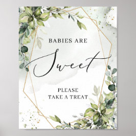 Grey spädbarn är ett sött tecken på guld geometris poster