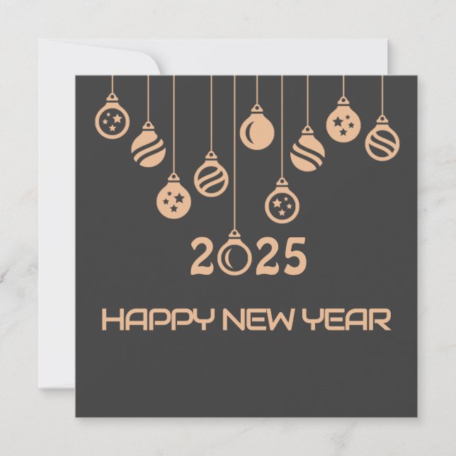 Grey Square wish card New Year with Christmas ball Julkort (Framsida)