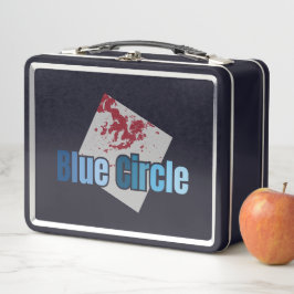 Grey Square with Red Stain and Blue Circle Text