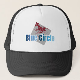 Grey Square with Red Stain and Blue Circle Text Keps