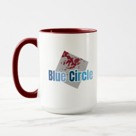 Grey Square with Red Stain and Blue Circle Text Mugg