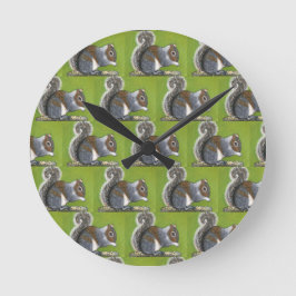 Grey Squirrel Clock  Rund Klocka