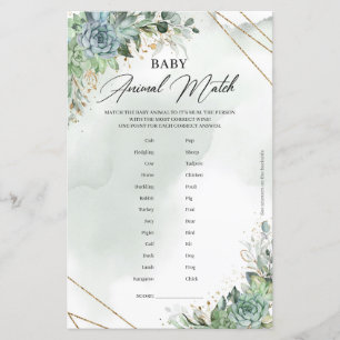 Grey succulents guld ram Baby djur Match