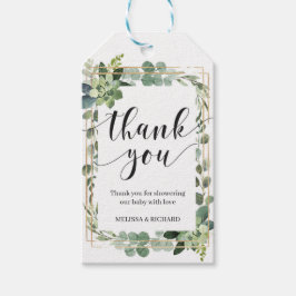 Grey Succuly blommigt guld geometric baby Presentetikett