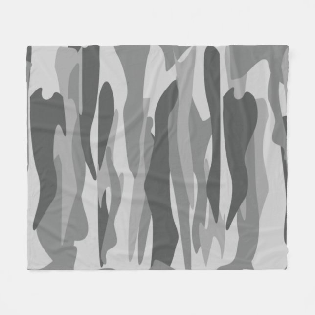 Grey Tone Abstract Camouflage Fleecefilt (Framsidan (Horisontell))