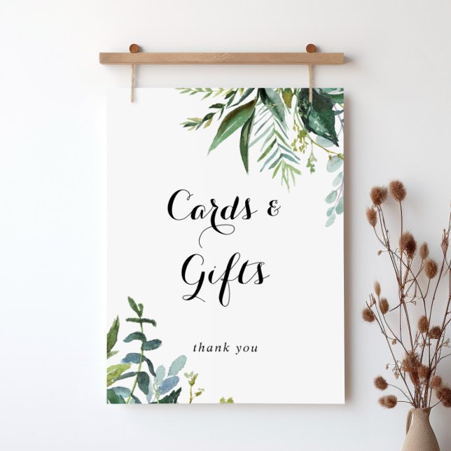 Grey Tropical Calligraphy Cards and Gifts Sign Poster (Skapare uppladdad)