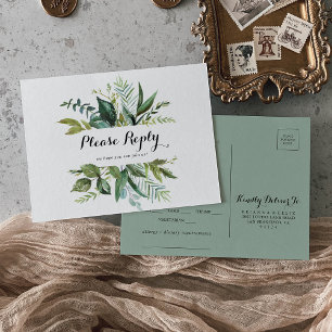 Grey Tropical Calligraphy Menu Choice Postcard Vykort