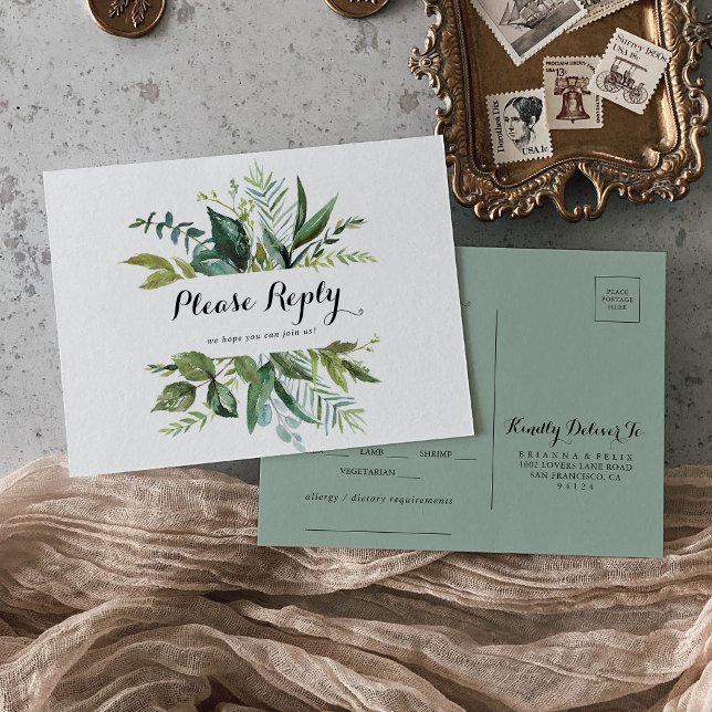 Grey Tropical Calligraphy Menu Choice Postcard Vykort (Skapare uppladdad)