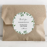 Grey Tropical Eucalyptus Tack för att du är för Runt Klistermärke<br><div class="desc">Tack vare dessa gröna tropiska eukalyptus vill du ha klassiska,  runda klistermärken är perfekt för ett enkelt bröllop. Utformningen har hand om elegant eukalyptus foliage,  som inspirerar till den positiva sommaratmosfären.</div>