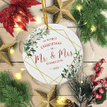 Grey Vår första jul som Mr & Mrs. Julgransprydnad Keramik<br><div class="desc">Grey Vår första jul som Ceramic Ornament 2020</div>