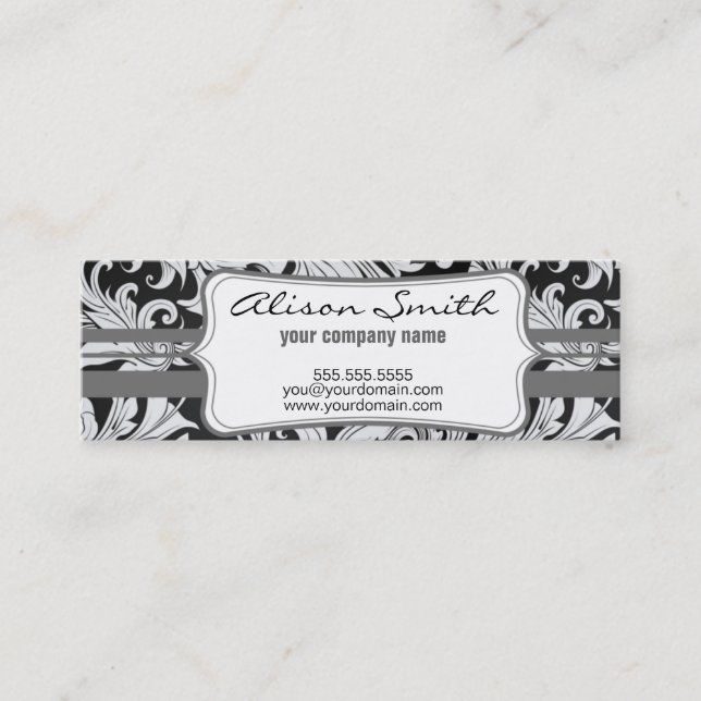 Grey victorian with label mini visitkort (Framsida)