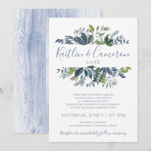 Grey Wedding-inbjudningar - Dusty Blue & Grönt Inbjudningar