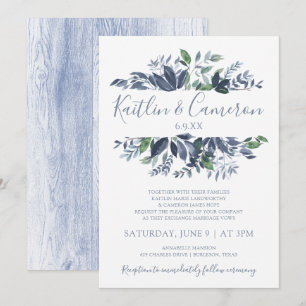 Grey Wedding-inbjudningar - Dusty Blue & Grönt Inbjudningar