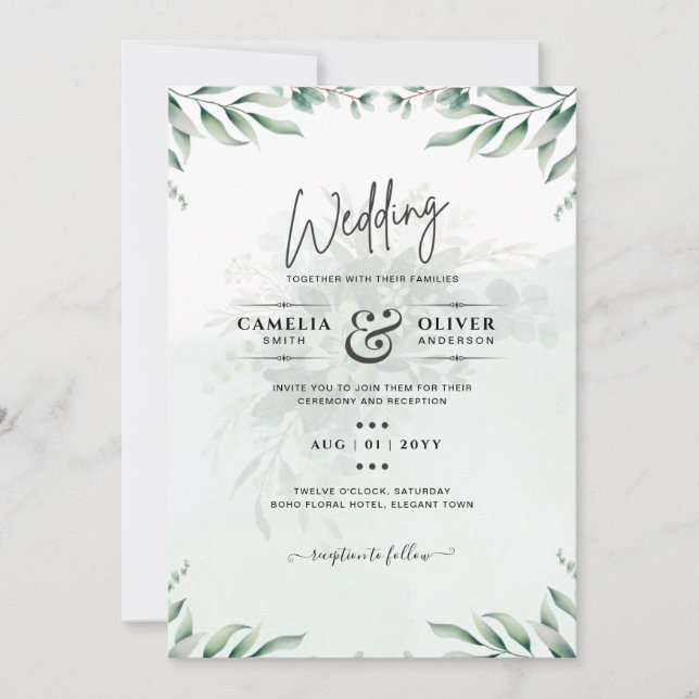 Grey Wedding Website OSA QR CODE Inbjudningar (Framsida)
