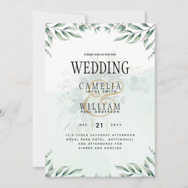 Grey Wedding Website OSA QR CODE Inbjudningar (Framsida)